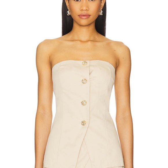 SNDYS. Tops - NWHT EMILIE STRAPLESS Chic Strapless Beige Blouse